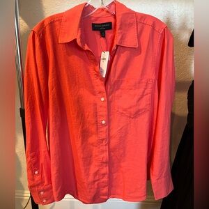 Linen Blend Top BR Size XS Coral